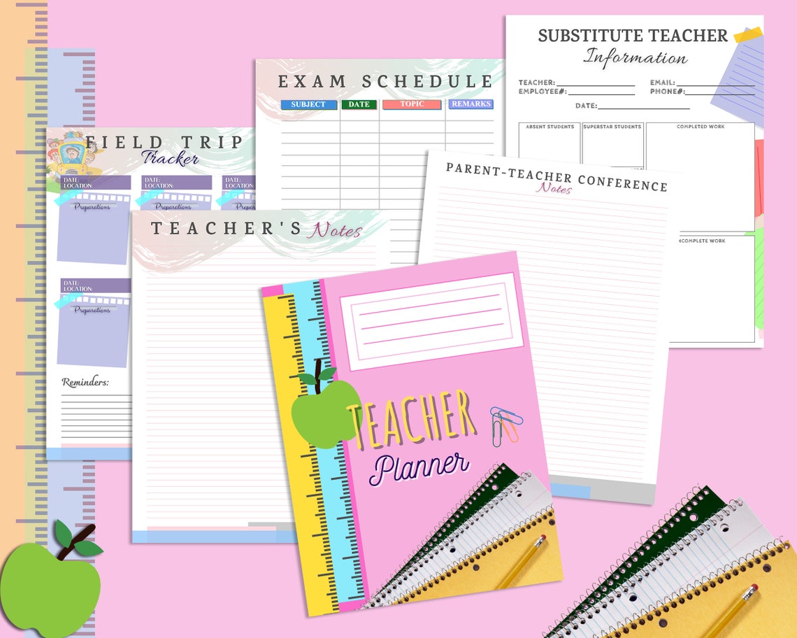 Teacher Planner 2022 2023 2024 School Printable Academic Etsy