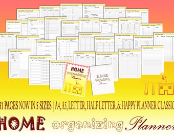 Home Organizing Planner Printable Home Management Cleaning Checklist Household Family Planner Classic Happy PDF Inserts A4 A5 Letter Half