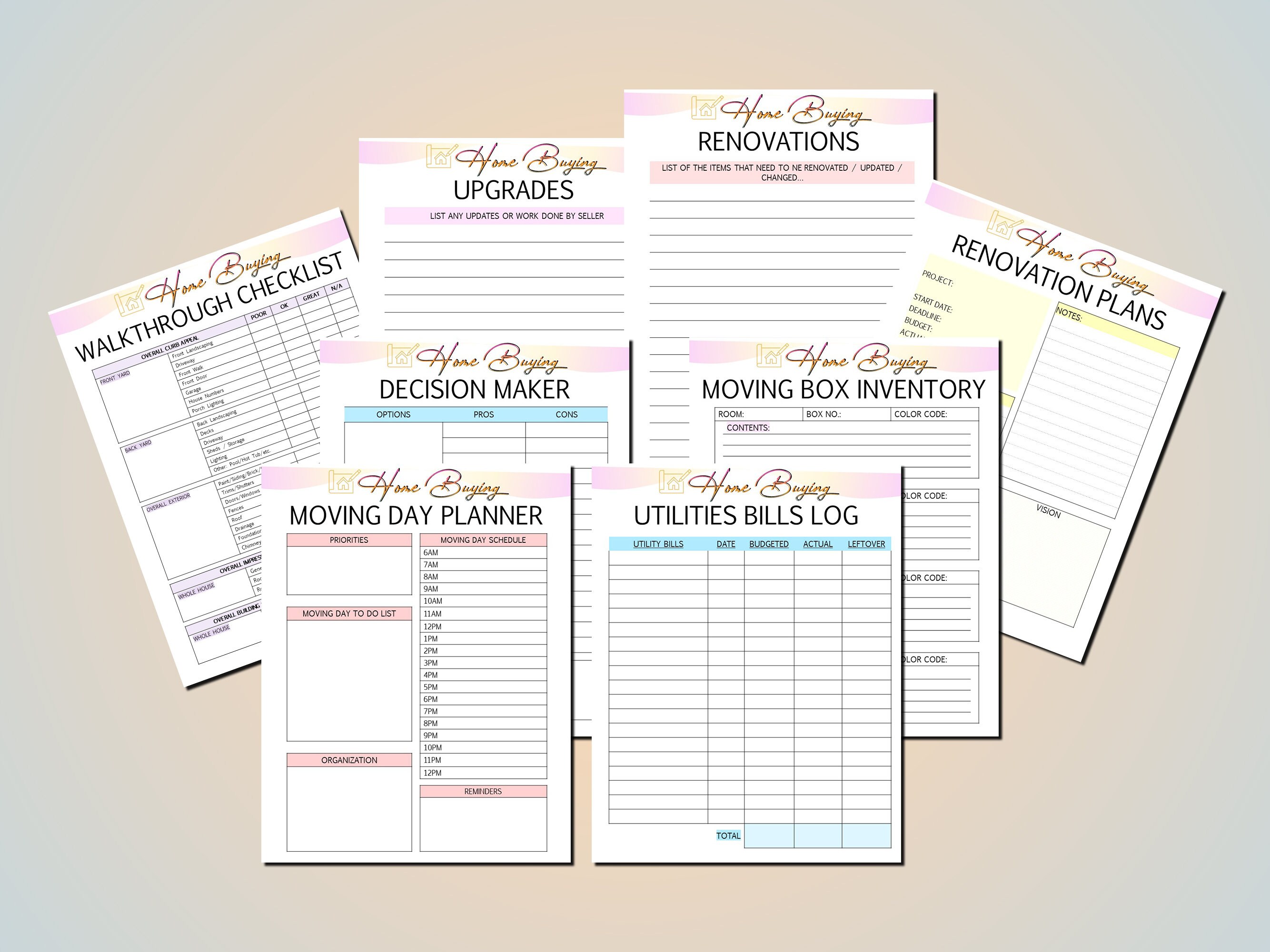 House Hunting Planner Home Buying Checklist Property Printable Project ...