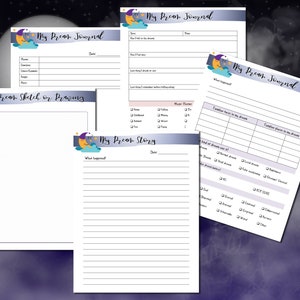 Puede incluir: Cuatro p&aacute;ginas imprimibles con un tema de luna y estrellas para llevar un diario sobre los sue&ntilde;os. Las p&aacute;ginas incluyen secciones para registrar la fecha, la hora, los detalles del sue&ntilde;o y un lugar para dibujar o hacer bocetos.