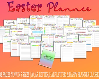Easter Planner Printable Spring Planner Digital Download Easter Bunny Binder Classic Happy PDF Inserts A4 A5 Letter Half