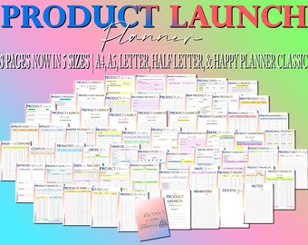 Product Launch Business Planner Printable Etsy Shop Planner Digital Download Etsy Seller Planner Classic Happy PDF Inserts A4 A5 Letter Half