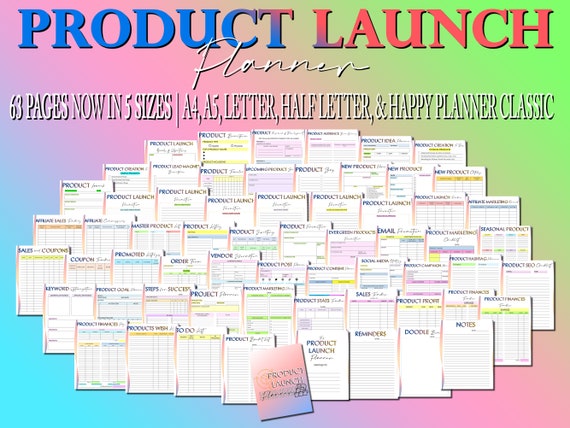 Product Launch Business Planner Printable Etsy Shop Planner Digital Download Etsy Seller Planner Classic Happy PDF Inserts A4 A5 Letter Half
