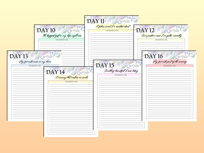 30 Day Gratitude Journal Printable Grateful Planner Mindfulness Digital ...