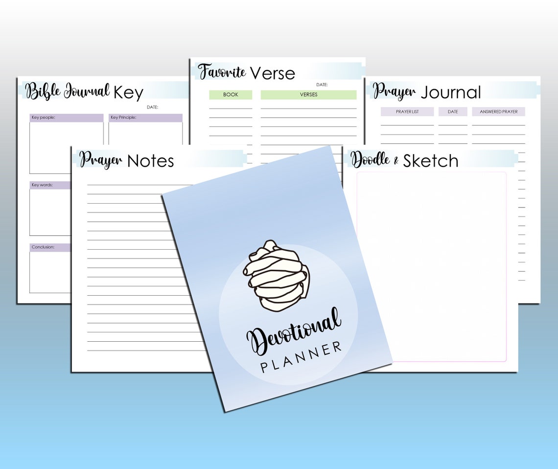 Devotional Journal Printable Bible Study Planner Prayer Journal ...
