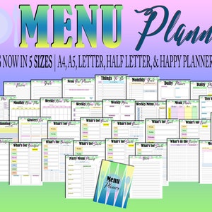 Meal Planner Printable Weekly Meal Monthly Weekly Digital Menu Recipe ...