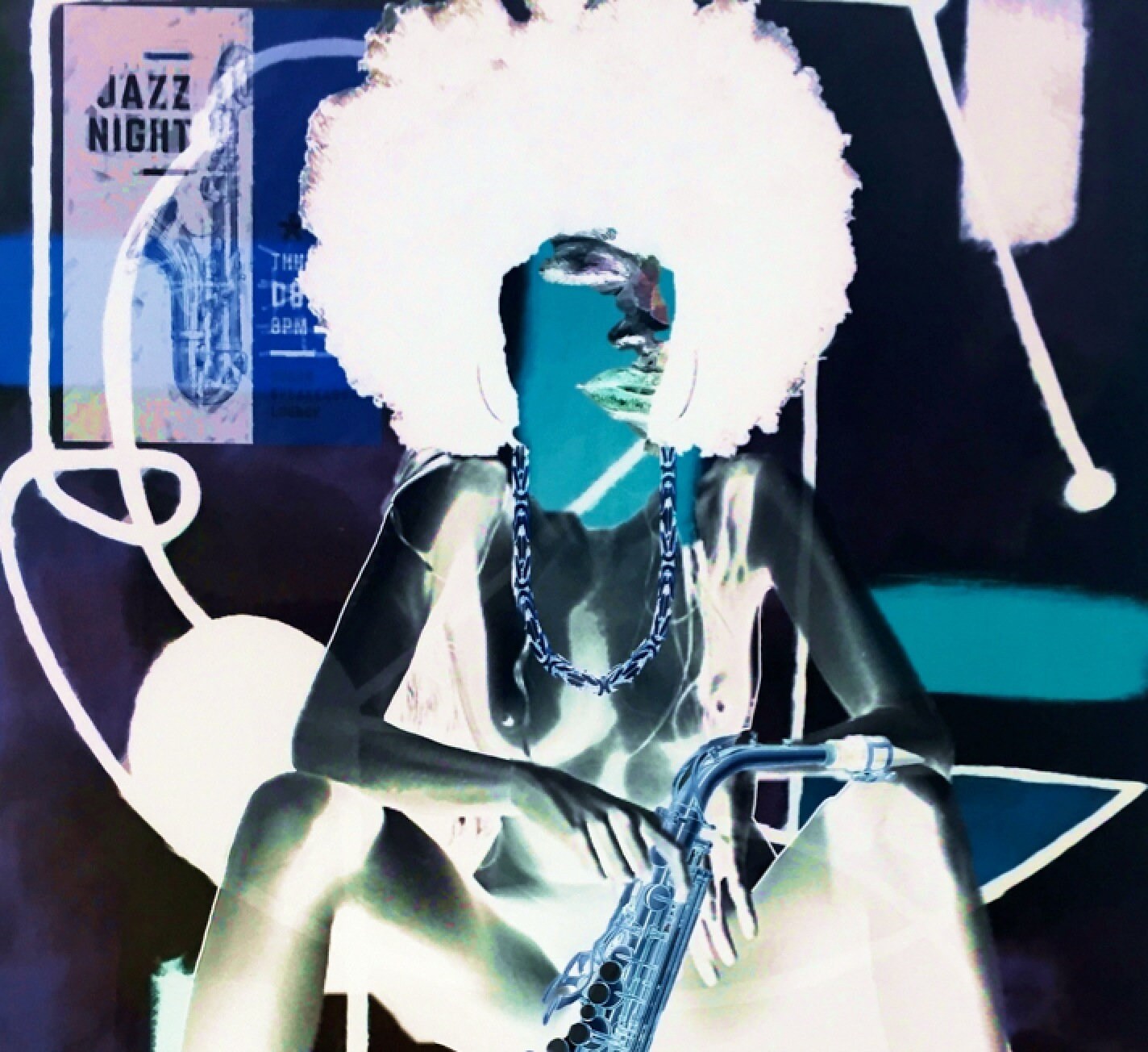Jazz Night Urban Pop Art Woman Saxophone Afro Music Modern Art Etsy