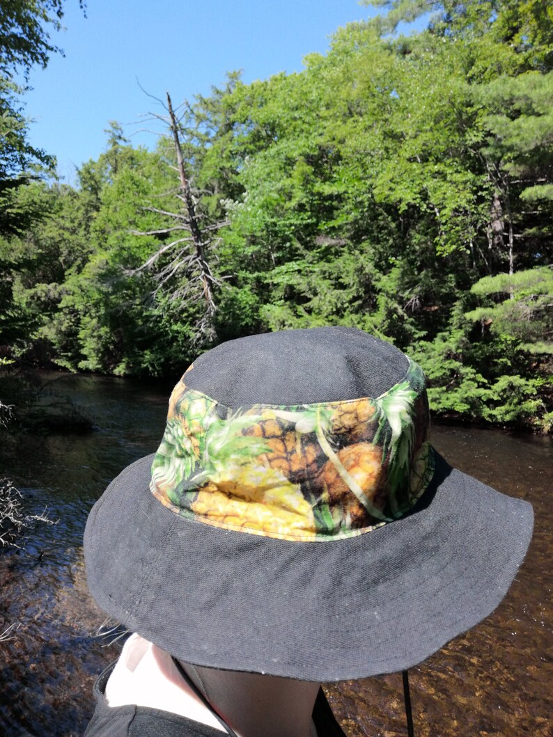 Water Resistant ~ Waxed Cotton~ Pineapple Bucket Hat~ XXL