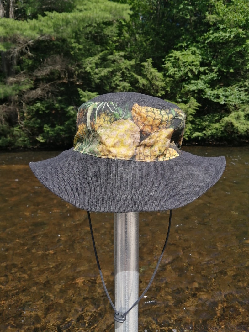 Water Resistant ~ Waxed Cotton~ Pineapple Bucket Hat~ XXL