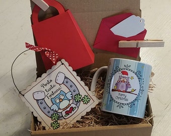 gift BOX GUFI  idea regalo portafortuna - targa - tazza - biglietto e mini shopper con sorpresa !!!