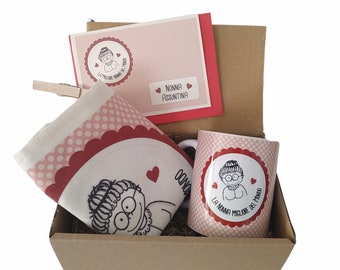 gift BOX NONNA idea regalo tazza - canovaccio - biglietto