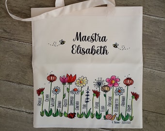 SHOPPER - Klassieke TAS met hengsels gepersonaliseerd met kindernamen - MAESTRA geschenk