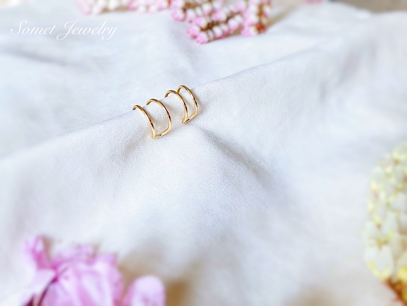 Simple Gold color Ear Cuffs Two Ear Cuffs Non pierced ear cuffs. Minimalist Ear Jackets