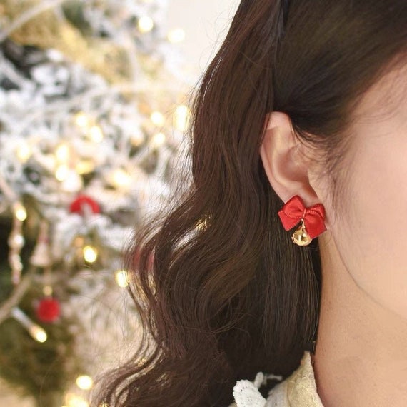 Christmas Bow Beaded Statement Earrings  The White Cotton Boutique