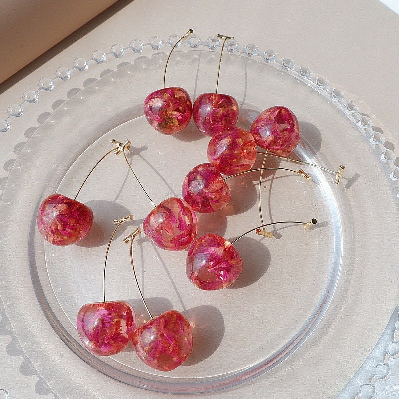 Resin cherry earrings Clearance