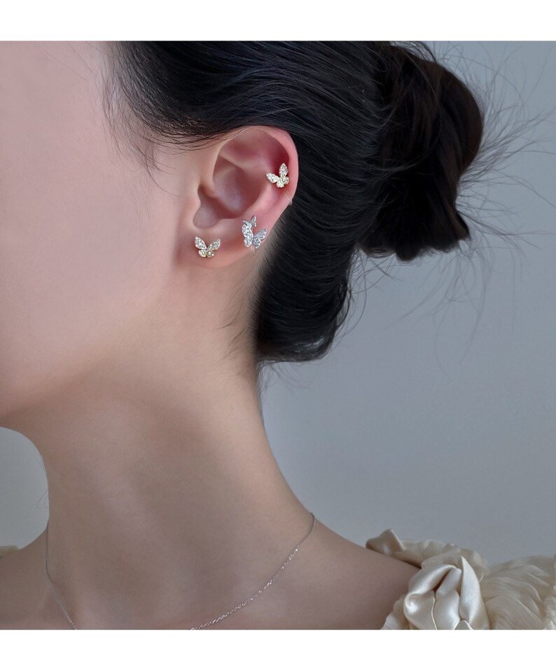 Small Butterfly Cuff Earrings non pierced Ear Cuffs Double Etsy