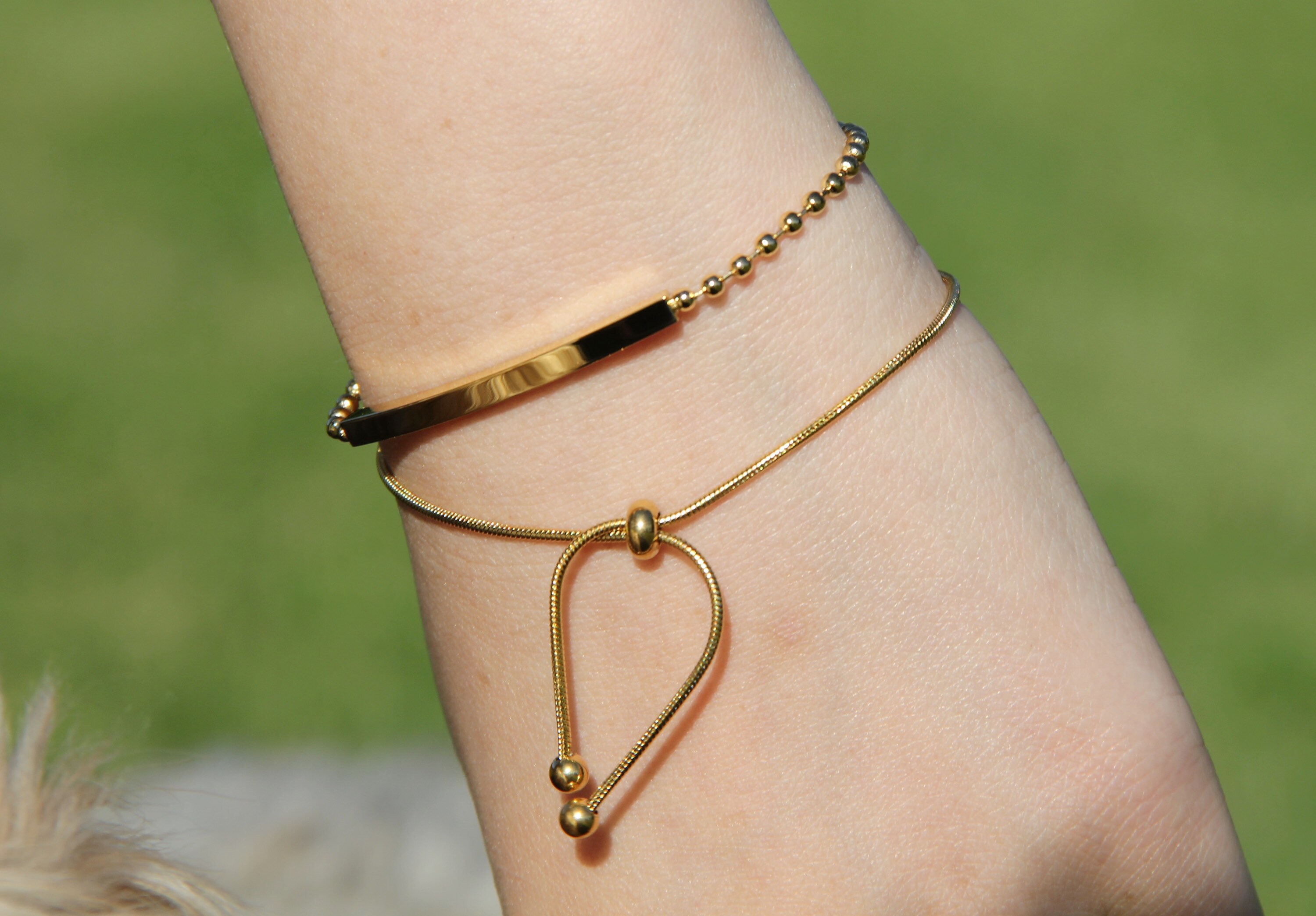 Slide Clasp 18k Gold bracelet Minimalist plate charm Etsy