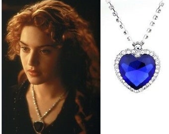 Ocean Blue Glass Diamond Necklace 