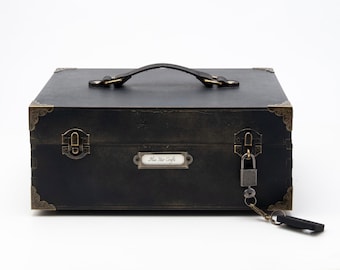 Vintage Treasure Box made with weathered black painted MDF