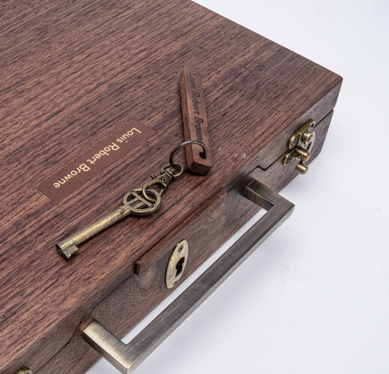 Wood Briefcase for writers. Handmade with walnut and leather. Etsy