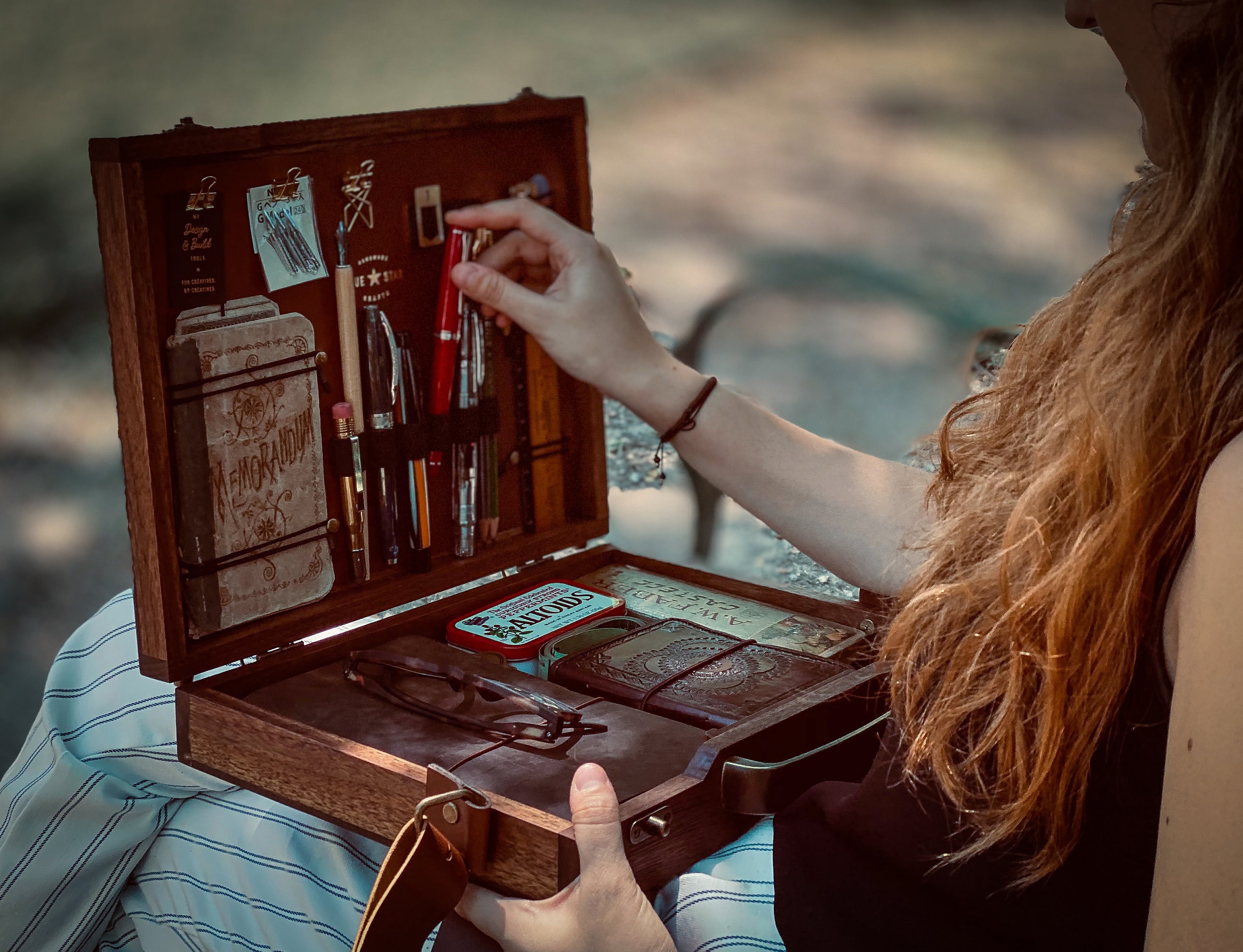 Wood Briefcase for writers. Handmade with walnut and leather. Etsy