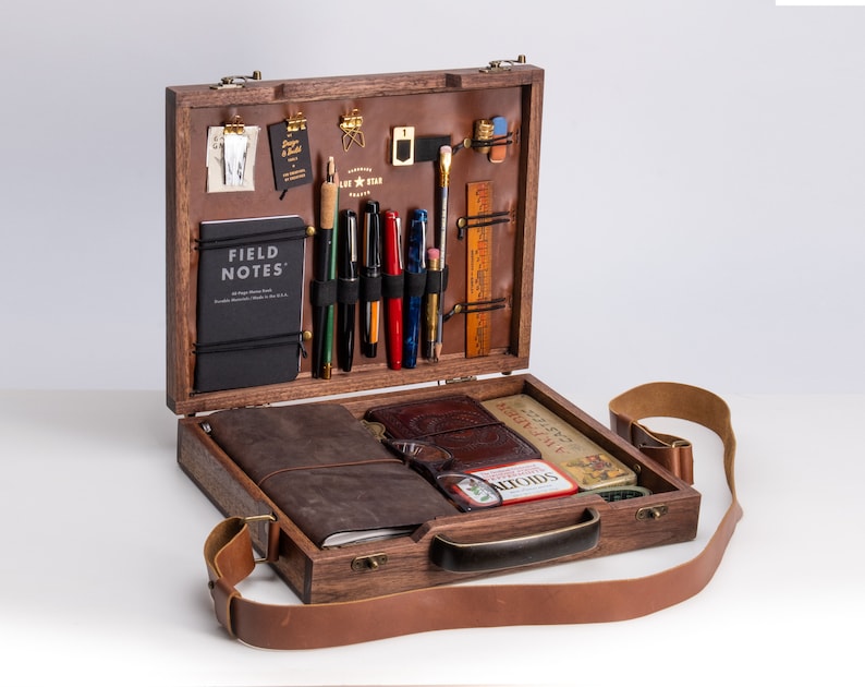 Wood Briefcase for Writers. Handmade With Walnut and Leather. Etsy UK
