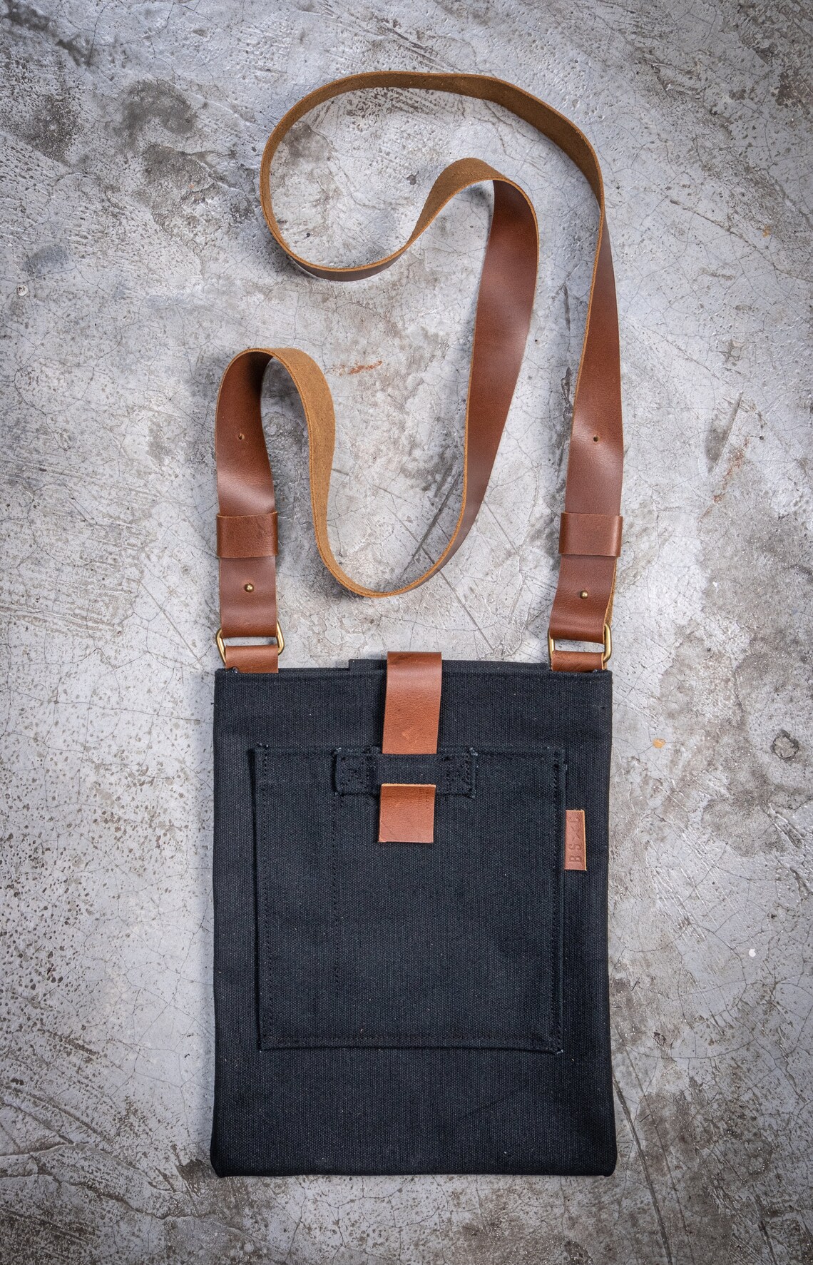 Messenger Bag Made From Cotton Canvas and Leather Fits A5 Etsy