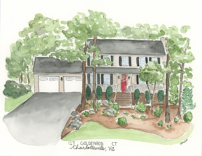 Custom Hand Painted Watercolor House Portrait Etsy