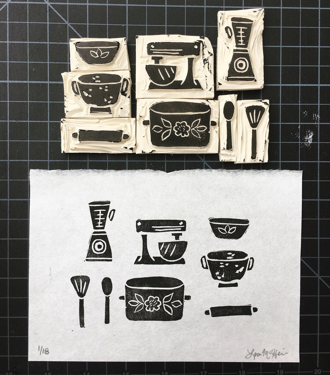 set of 6 baking kitchen prints | cute kitchen decor |... Baking & Cooking Kitchen Limited Edition Block Print, 5x7 - Etsy