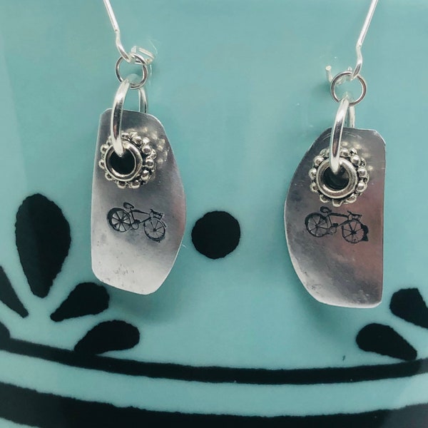 Bicycle earrings--cyclist earrings—bike rider--reduce carbon with green transport—athlete gift—gift for her—ready to ship gift