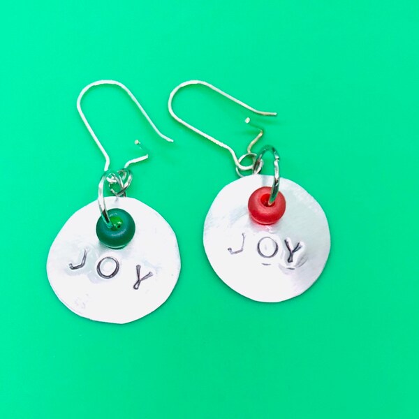 Joy to the world Christmas earrings—cute Xmas earrings—lightweight—holiday gift for girl—stocking stuffer or secret Santa—ready to ship gift