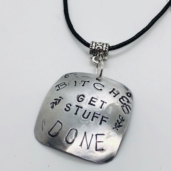 AOC "bitches get stuff done" necklace--feminist necklace--ready to ship gift--gift for her--gift for feminist