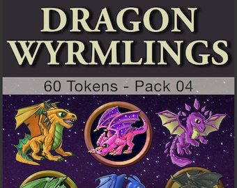 Dragon Wyrmling Tokens – 60 VTT Assets for RPGs (Digital Download)