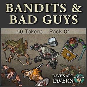 DnD Tokens: Bandits & Bad Guys - For VTT RPG's - Top Down, Fantasy, Tokens, Virtual Tabletop RPGs, Roll20 Tokens, Downloadable Only