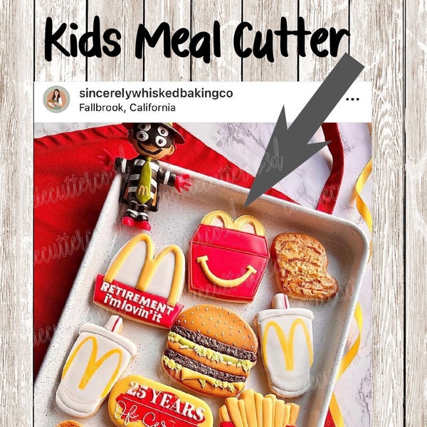 Kids meal box-fast food-happy- cookie cutter, fondant cutter, clay cutter