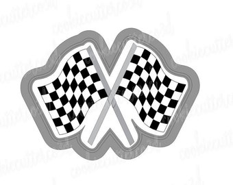 Racing flags-race-car-truck cookie cutter, fondant cutter, clay cutter