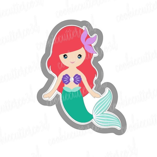 Mermaid princess cookie cutter, fondant cutter, clay cutter