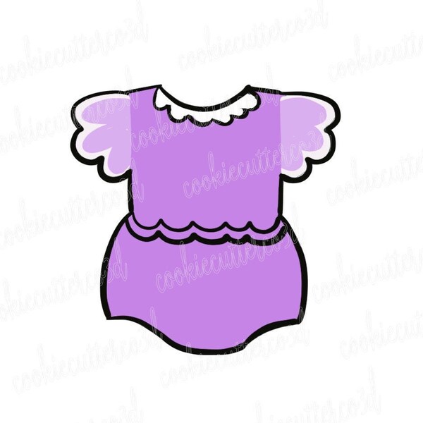 Ruffled romper-baby clothes cookie cutter, fondant cutter, clay cutter