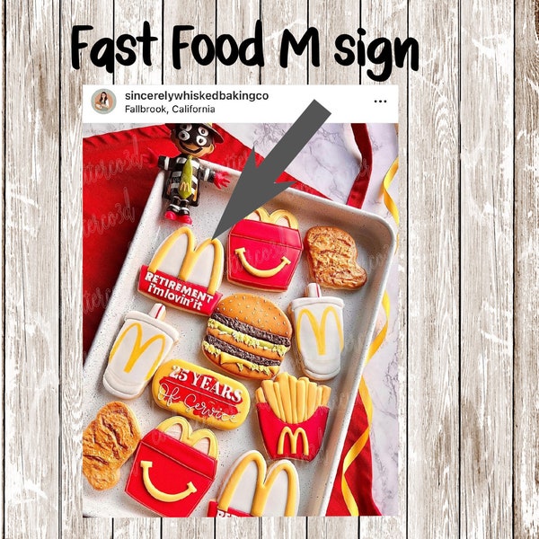 Fast food "M" sign cookie cutter, fondant cutter, clay cutter