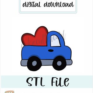 STL FILE- Truck with heart cookie cutter- Valentine-digital download- 3 sizes