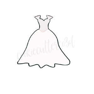 Ball gown- fancy dress- wedding  cookie cutter, fondant cutter, clay cutter