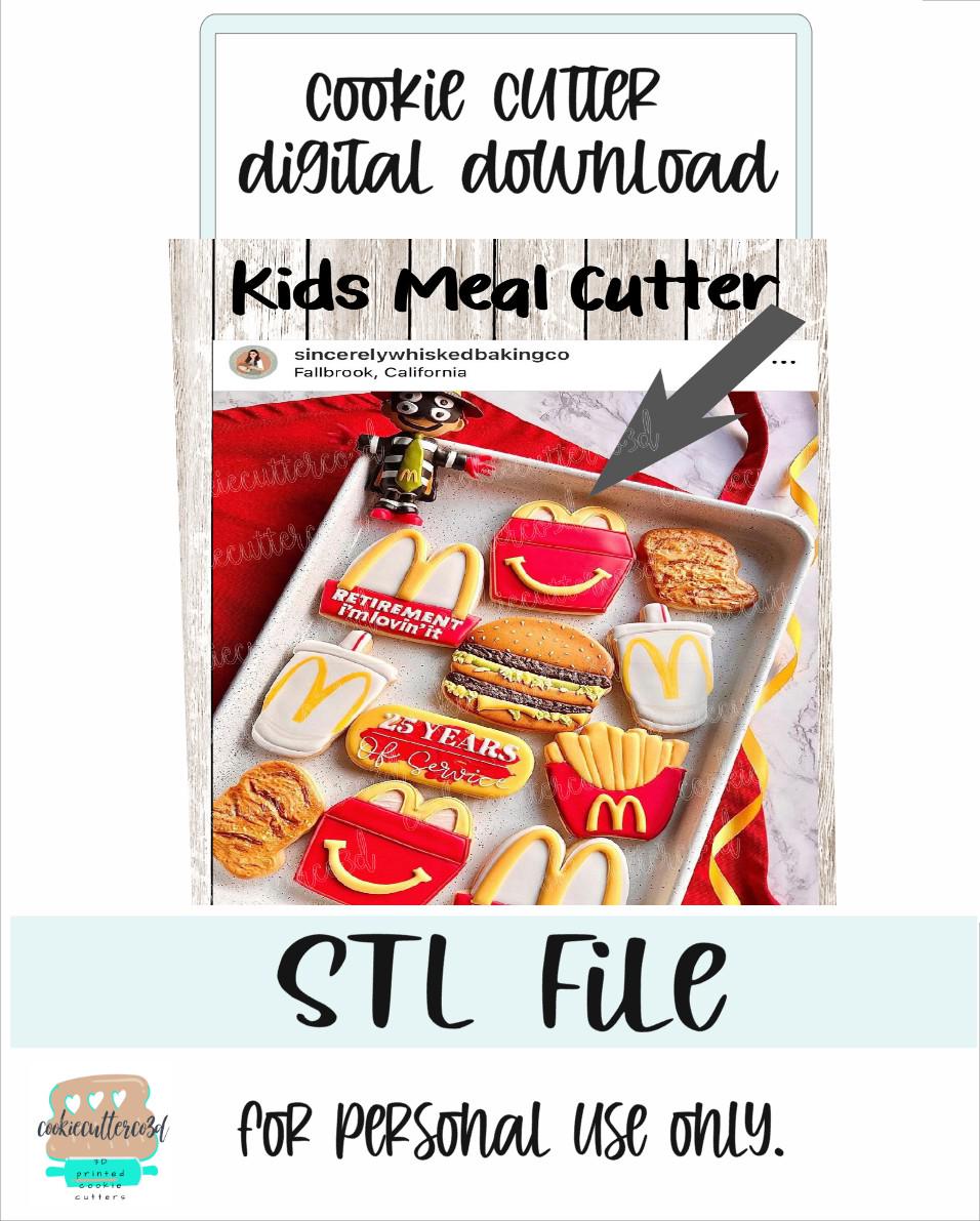 STL FILE- kids meal cookie cutter-fast food-digital download 4 sizes