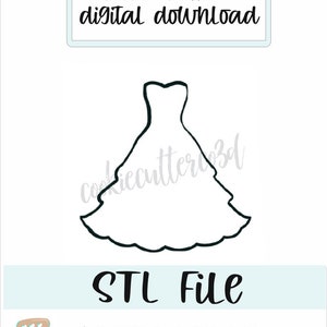 STL file- wedding dress cookie cutter-digital download