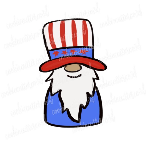 Patriotic gnome-July 4th  cookie cutter, fondant cutter, clay cutter