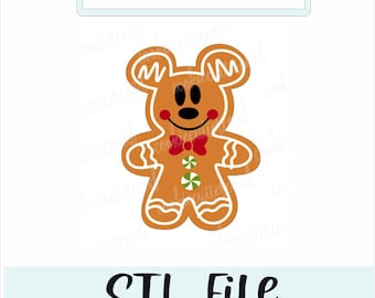 STL FILE-gingerbread mouse boy-cookie cutter-Christmas-digital download 5 sizes