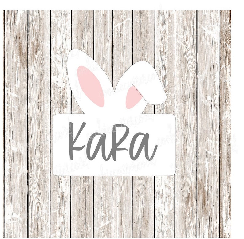 Bunny ear name plaque-Easter-Spring cookie cutter, fondant cutter, clay cutter image 1