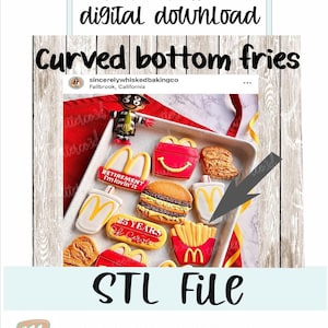 STL FILE- curved bottom fries cookie cutter-digital download 4 sizes