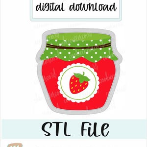 STL FILE-Jam Jar cookie cutter-fruit-strawberry-digital download 4 sizes