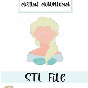 STL FILE_ Ice princess head/bust cookie cutter- digital download 2 sizes