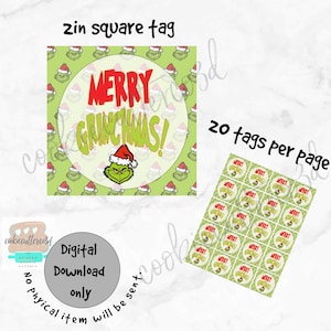 Cookie tags-2 in und 2,5 in "sofort download druckbare Weihnachten ""Merry Grinchmas""."